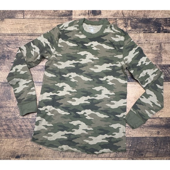 Croft & Barrow‎ T Shirt Mens Large Green Camo Pullover Thermal Forest Outdoors - Picture 1 of 5
